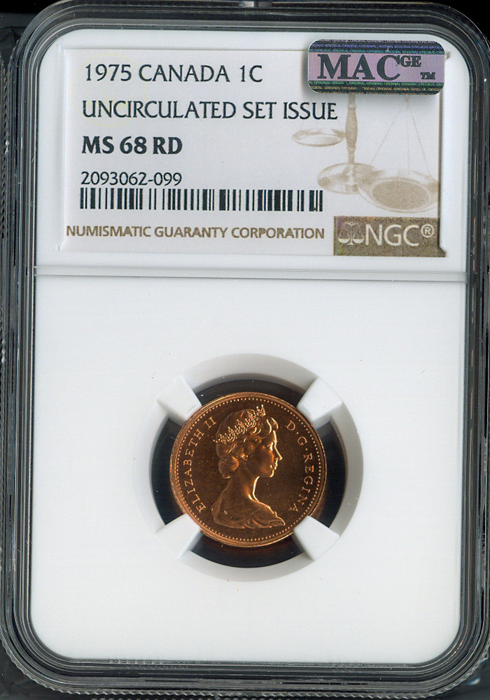 1975 Canada Small Cent NGC MS68 RD MAC - Quality