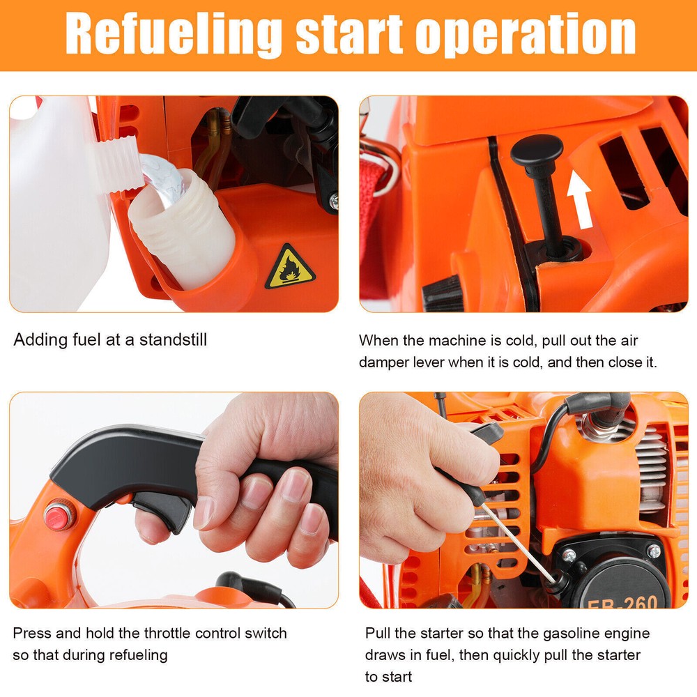 26CC Gas Leaf Blower Vacuum Cordless 2-Stroke Engine Handheld Tool Lightweight