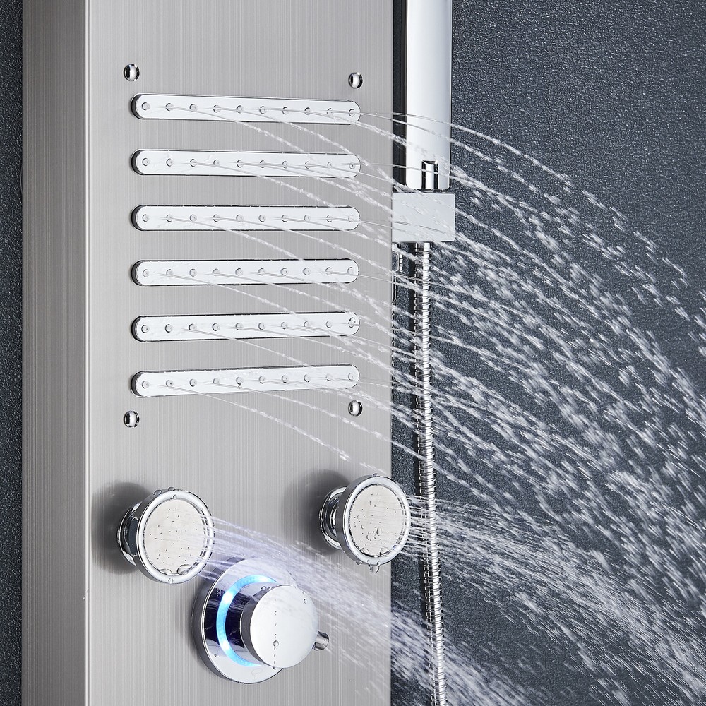 Ello&allo Shower Panel Tower System LED Rain&Waterfall Massage Jet Sprayer Tap
