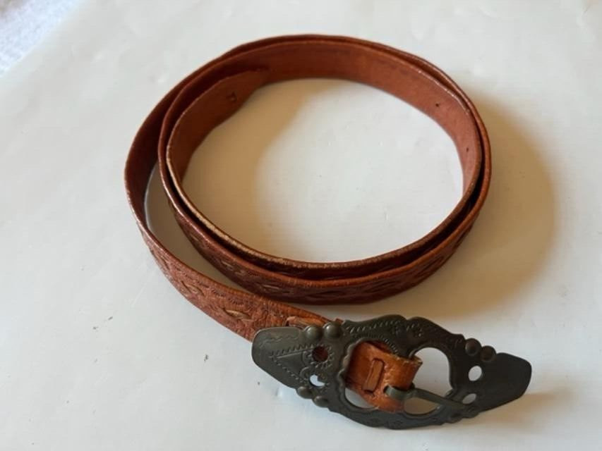 Soviet Era leather belt with a braid element