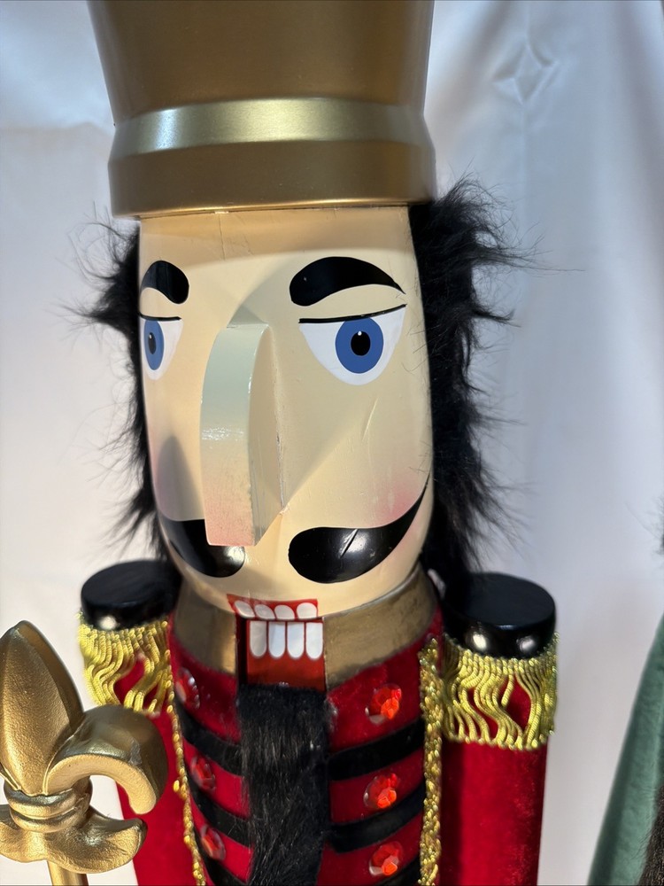42" Christmas Black African American King Nutcracker Crown&Nutcracker Guards Set