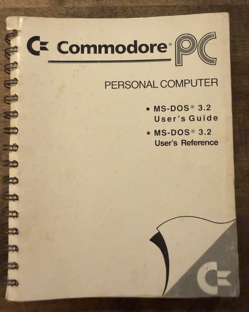 Commodore Personal Computer MS Dos 3.2 Users Guide/Users Reference Sprial Bound