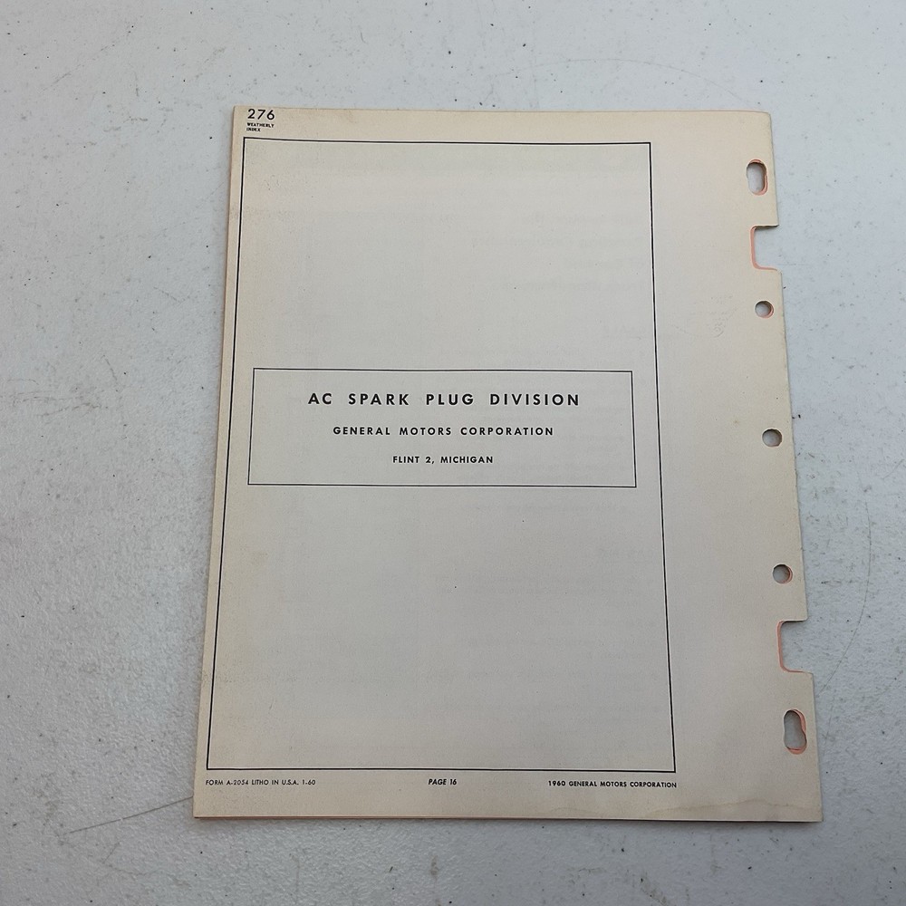 1960 AC Factory Assemblies & Universal Cable Specification Chart & Catalog 276