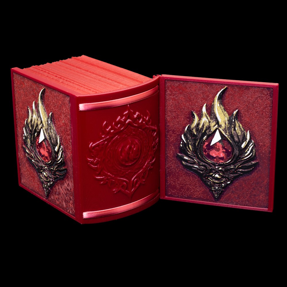 Mox Ruby Tome Deck Box * Red Spellbook * Commander * MTG * Fits 100+ cards
