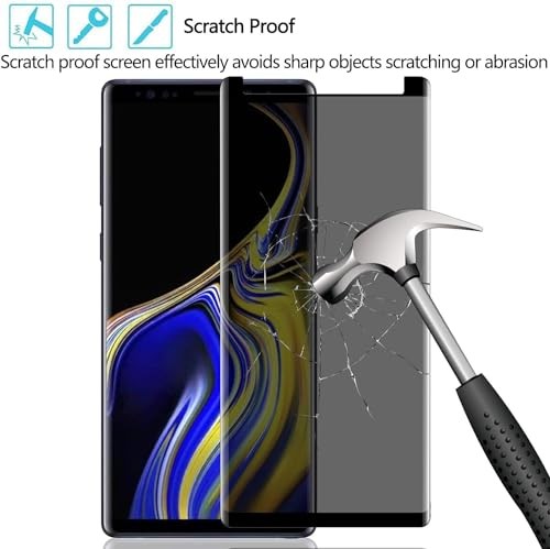 (2 Pack Galaxy Screen Protector Privacy Tempered Glass, 3D Curved Note 9 Black