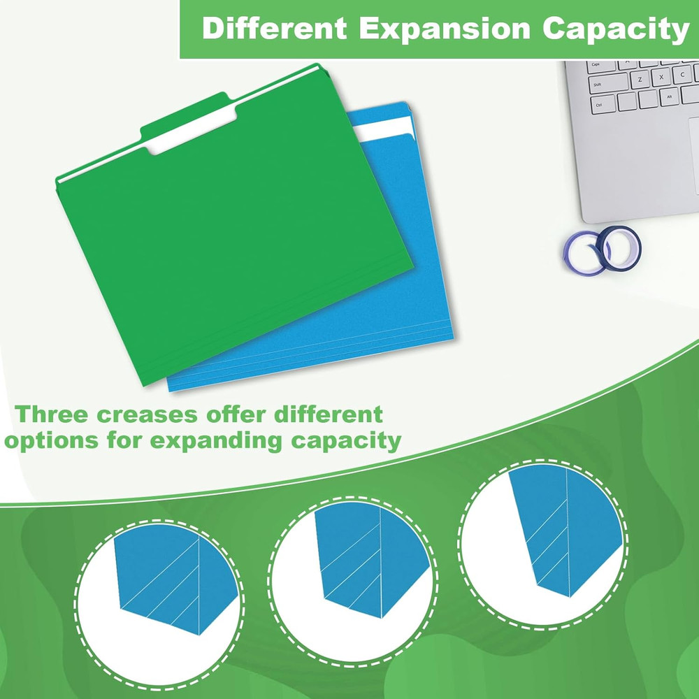 File Folder, 30 Pack 1/3 Cut Tab File Folders, Colored File Folders Designed...