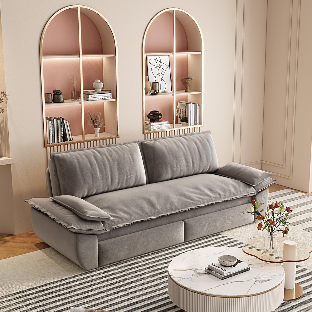 73.2" Queen Pull Out Sofa Bed,3-in-1 Convertible Sleeper Sofa,Multi-Functio