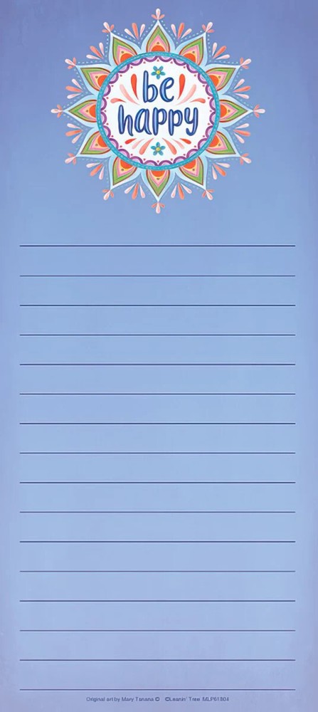 LEANIN TREE Be Happy~Magnetic List NotePad~#61804~60 Sheets~Grocery List Pad~