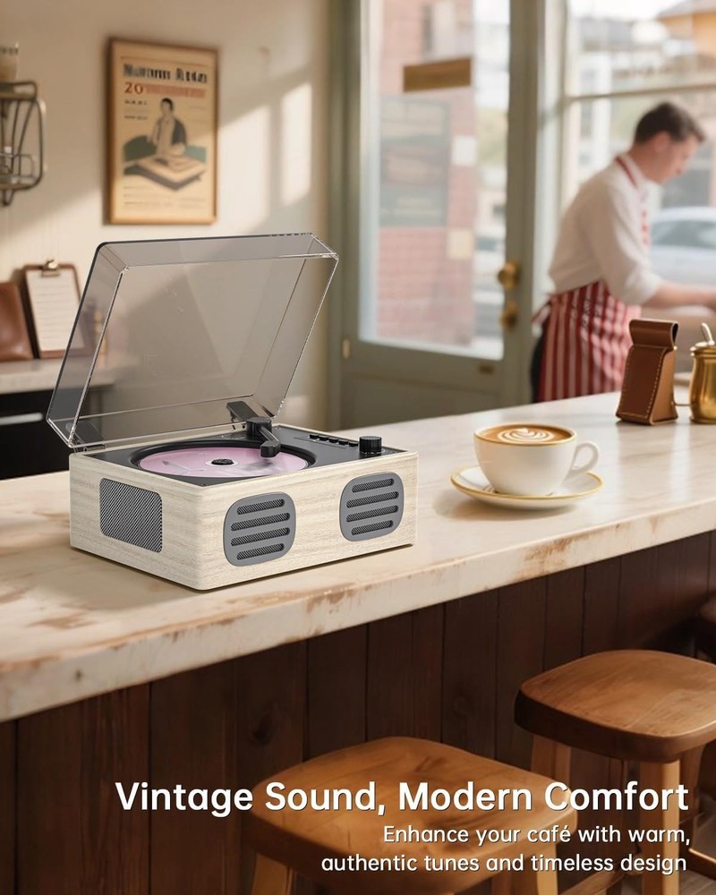 Portable Retro CD Player with Speakers, Bluetooth Input & Output, LED Screen,