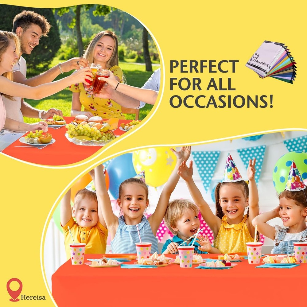 Plastic Orange Tablecloths 3 Pack Disposable Table Covers 54 x 108 Inches Pit...