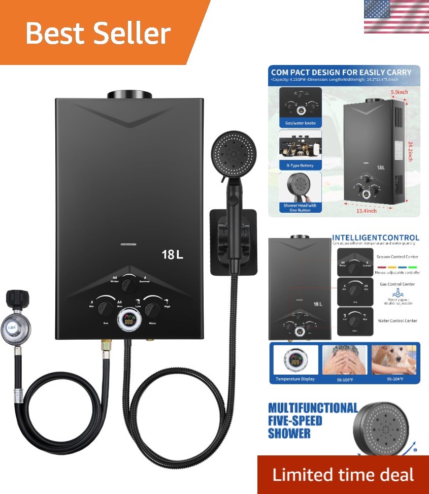 Multi-Protection Portable 4.74GPM Water Heater - Perfect for Camping & Pet Baths