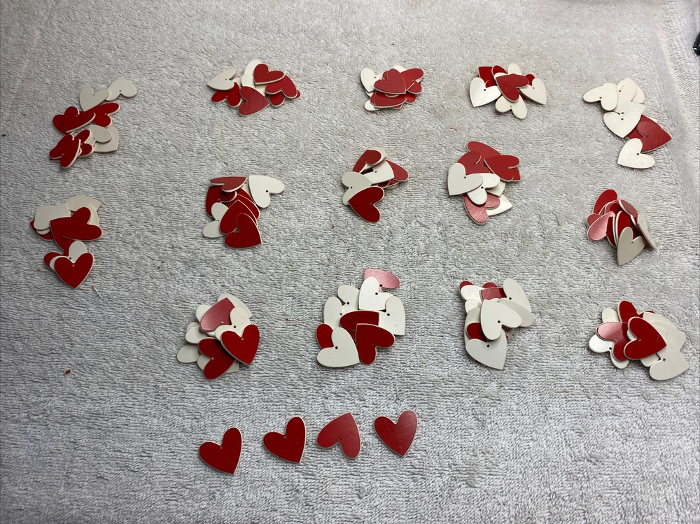 144 Red & White Heart Shape Plastic Stamping Blanks Discs for Craft Tags