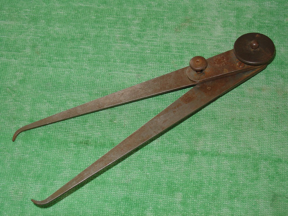 VINTAGE STARRETT TOOLS 8" LOCK JOINT INSIDE/OUTSIDE HERMAPFRODITE CALIPER