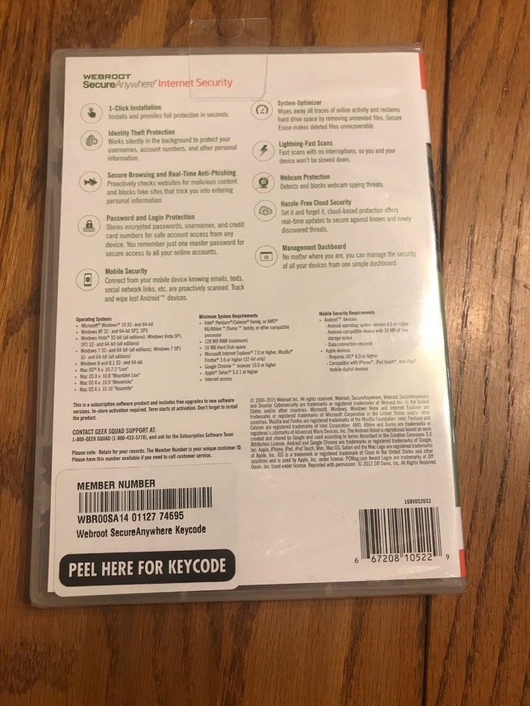 Webroot SecureAnywhere Internet Security For PC/MAC/Mobile Ships N 24h