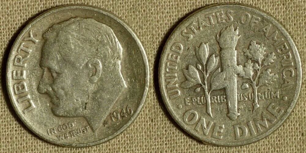 Error: 1946 Dime Obv. Lamination IREC2072