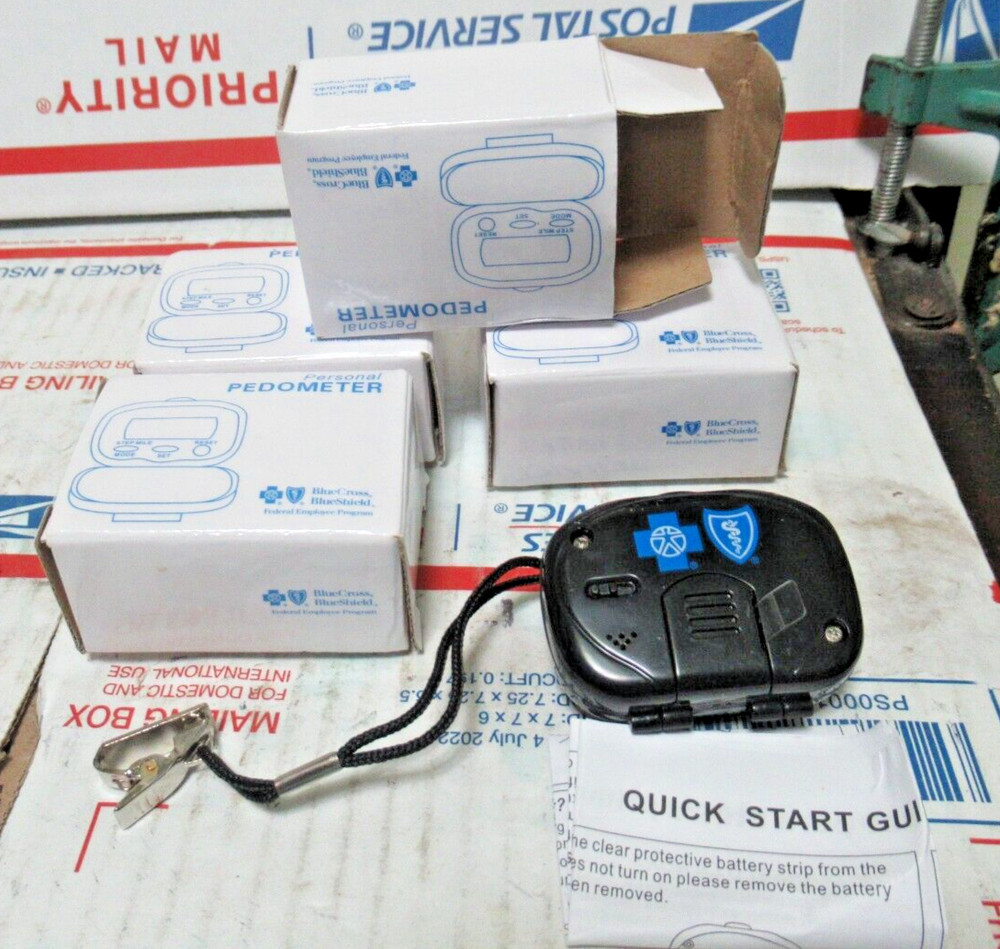 4-Blue Cross Blue Shield Personal Pedometer Black With Clip