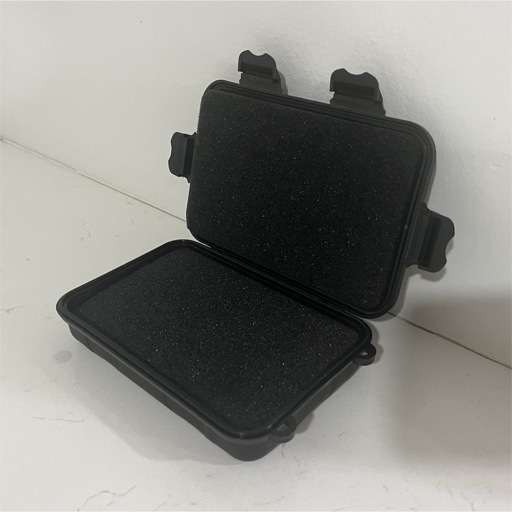 Small Black Plastic Lidded Storage Container with Foam Insert