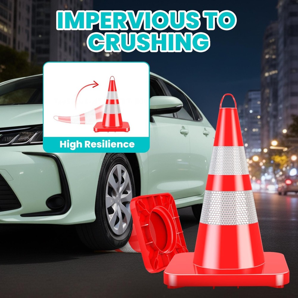 Traffic Cone 12 Pack Safety Cone 27" PVC Construction Cones Reflective Collar