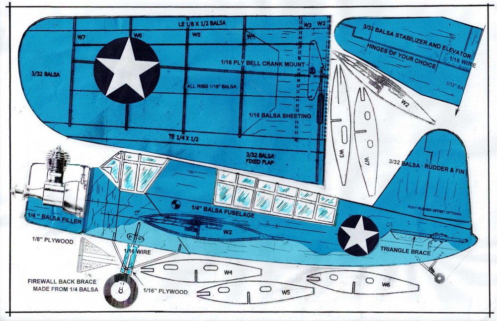 1/2 A profile U S Navy Kingfisher U-Control plans