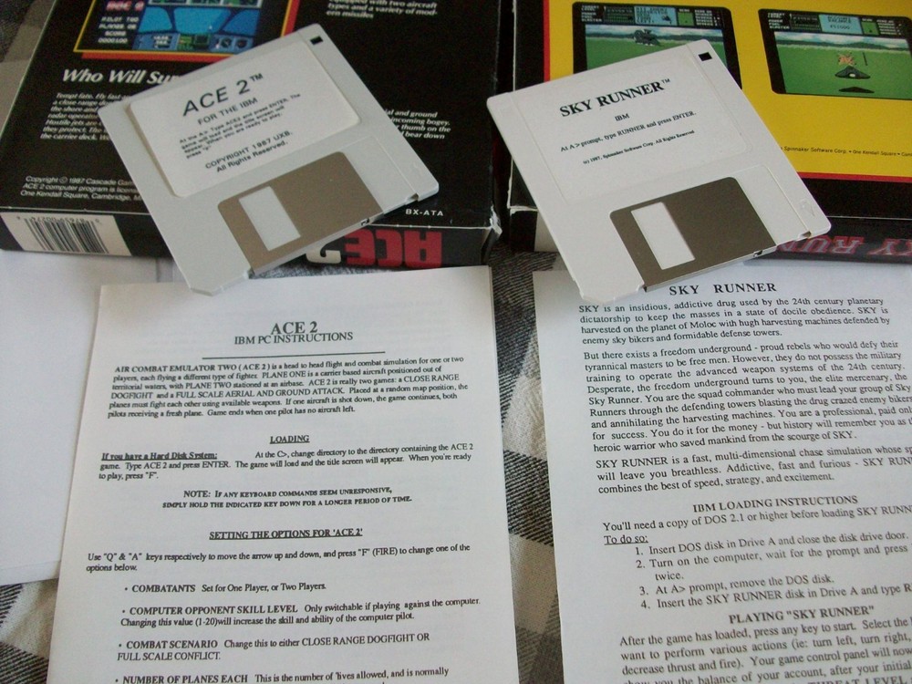 Sky Runner + Ace 2 (IBM PC Games on 3.5" Disks) UXB software