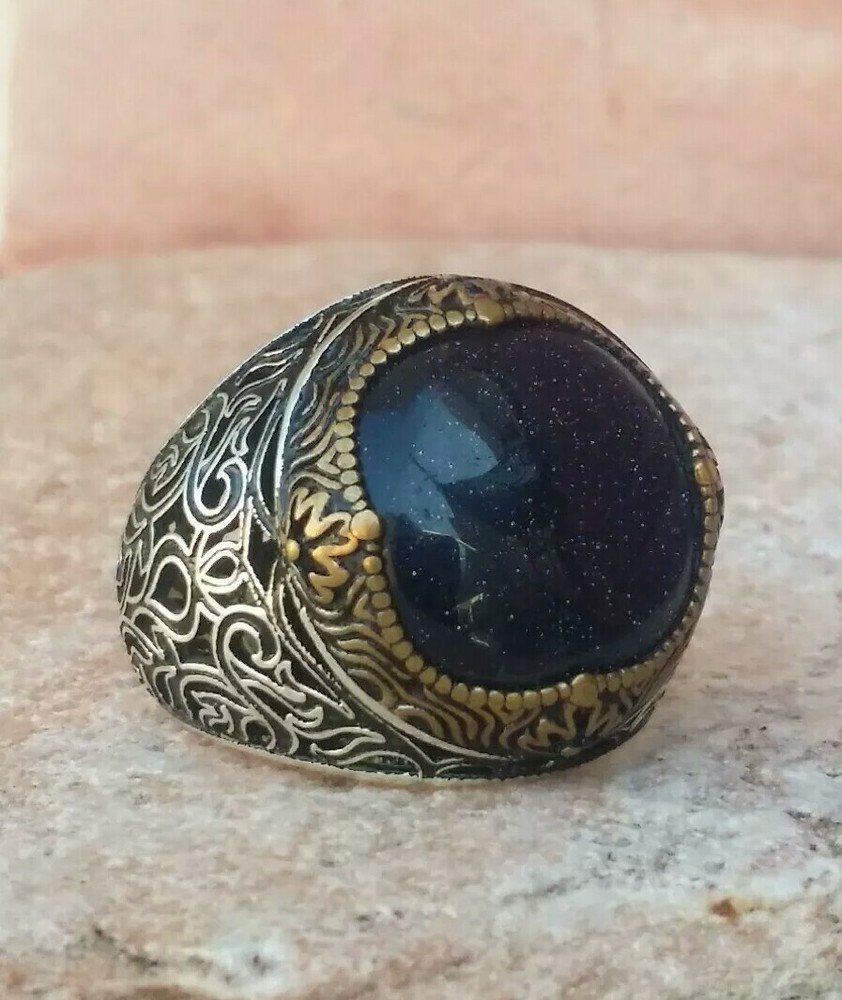 925 SILVER RING Sterling Star Quartz Solitaire Seal Man Ring $