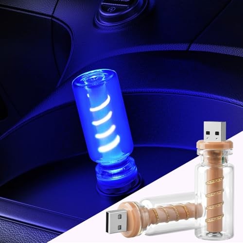 2 PCS USB LED Light for Car, Touch Dimmable Car Atmosphere Light, USB Blue