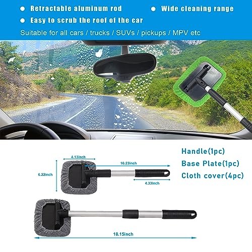 Car Windshield Cleaner, Microfiber Auto Cleaning Wiper with Green-Rectangle