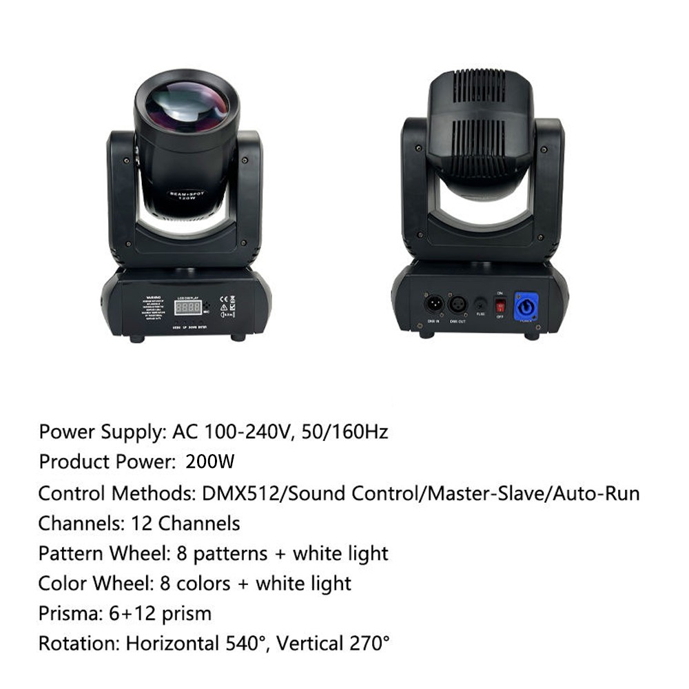 4pcs 200W LED Moving Head Beam Light DMX512 DJ Disco Stage Effect Lighting