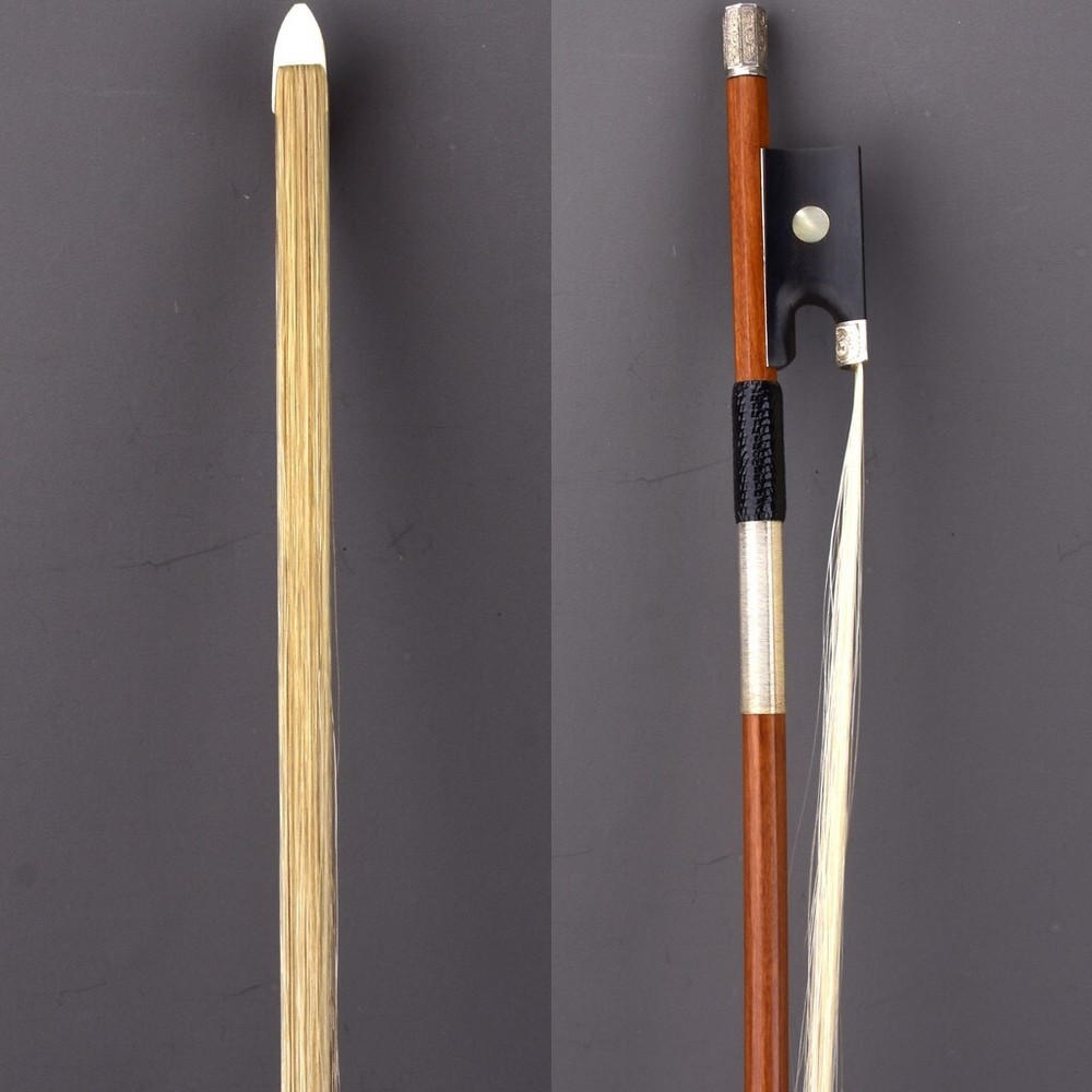 Master E.SARTORY Copy Pernambuco Violin Bow 4/4 Ebony Big Eye Carved Silver Fast