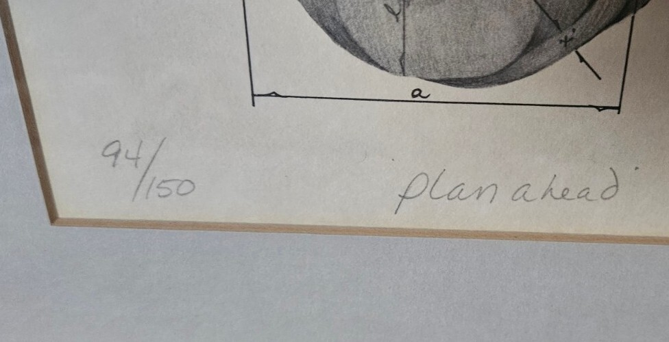 Vtg Pencil Drawing Artwork "Plan Ahead" Unique Whimsical Signed And Numbered