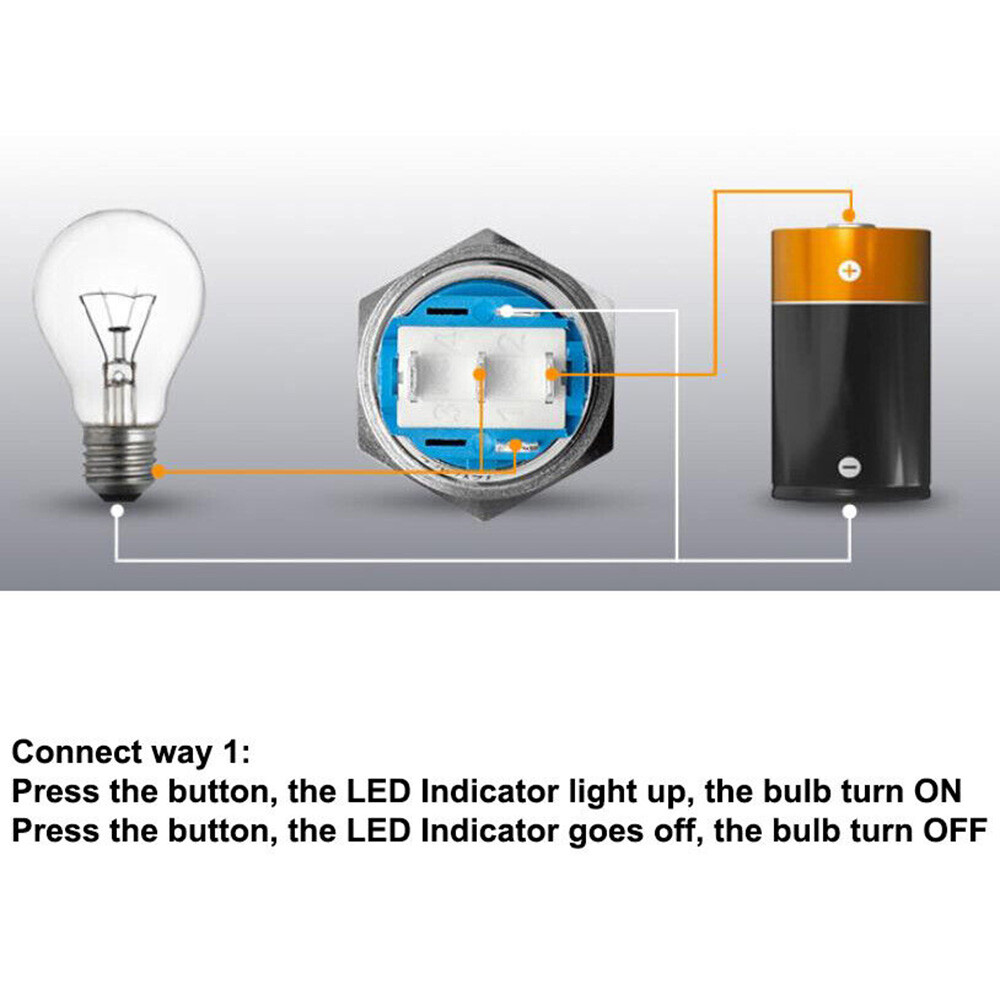 19mm 12V LED ON OFF Latching Push Button Power Switch with Wire Socket Harness