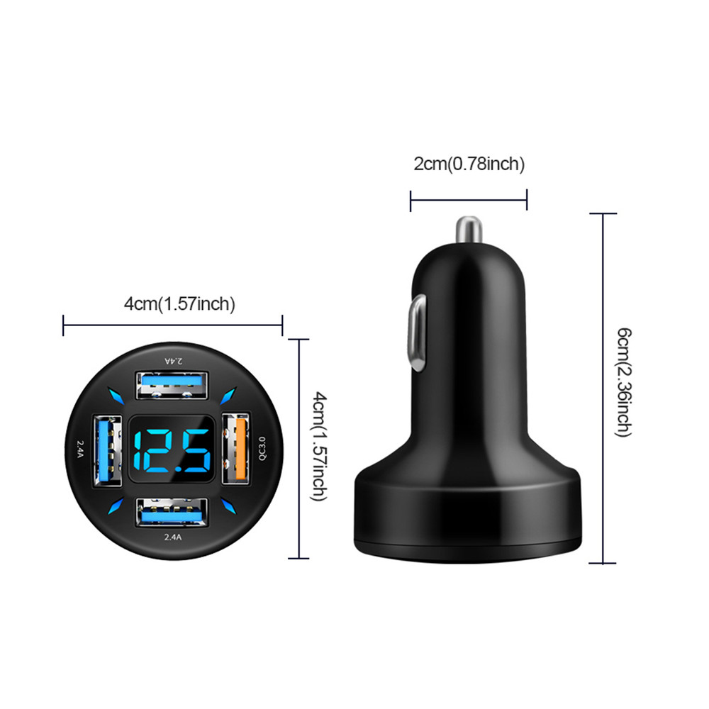 Phone Charger USB Car Cigarette Lighter Socket Splitter Fast Charge W/Voltage