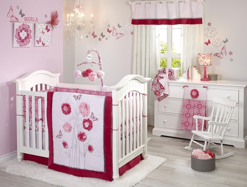 NoJo Butterfly Bouquet 4 Pieces Crib Baby Bedding Set