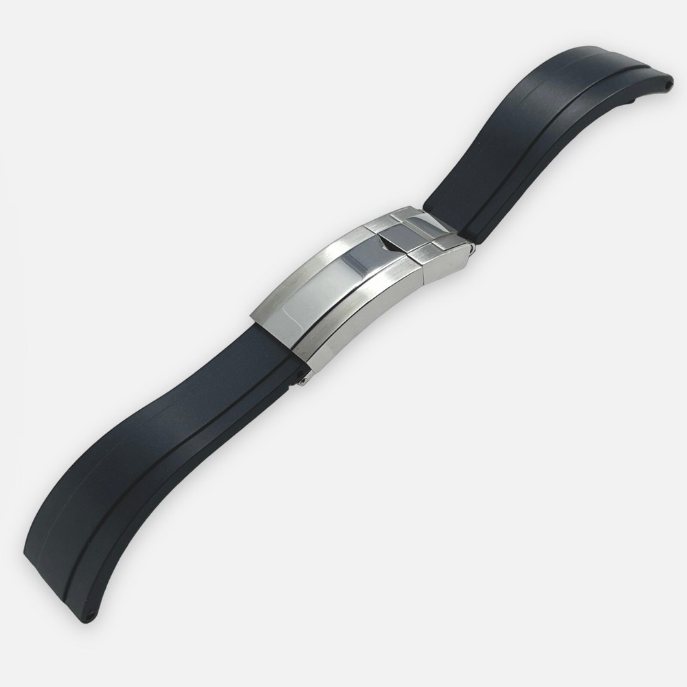 20mm Rubber Oysterflex Replacement Watch Strap Band And Clasp Made For Rolex