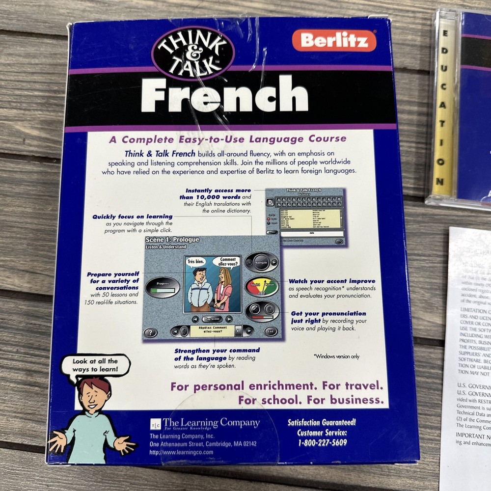 Think & Talk French Berlitz PC Program Software CD-Rom Version 2.0 1997