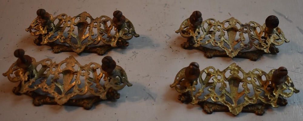 Antique Drawer Pull Drop Bail Solid Brass Ornate