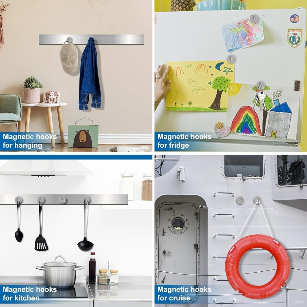 Heavy-Duty Magnet Hooks - Fridge, Ceiling, Locker