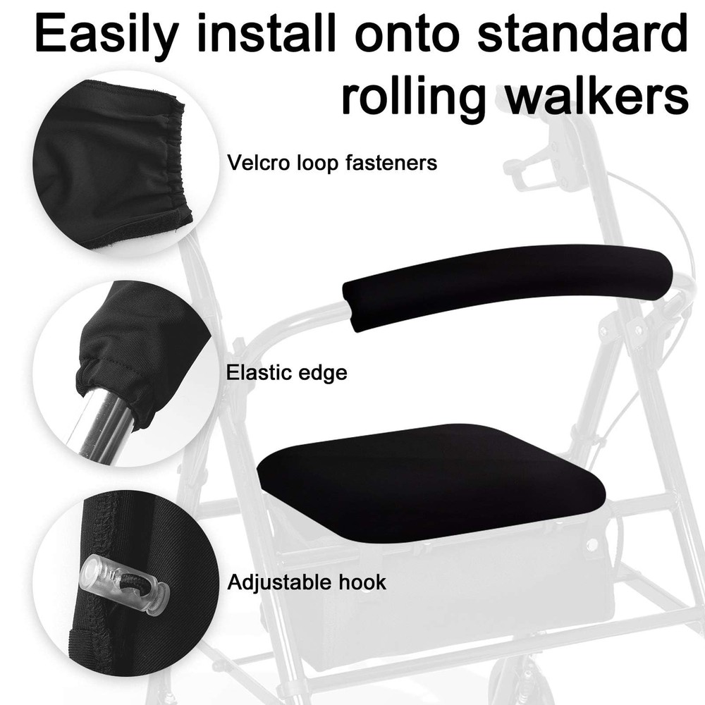 Unisex Rollator Walker Seat and Backrest Rollbar Covers Medium, Black Bee
