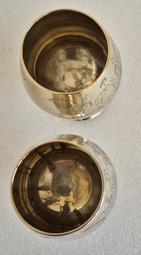 Pair of Silver Plate EPNS Floral Pattern 150ml Part Distressed Goblets