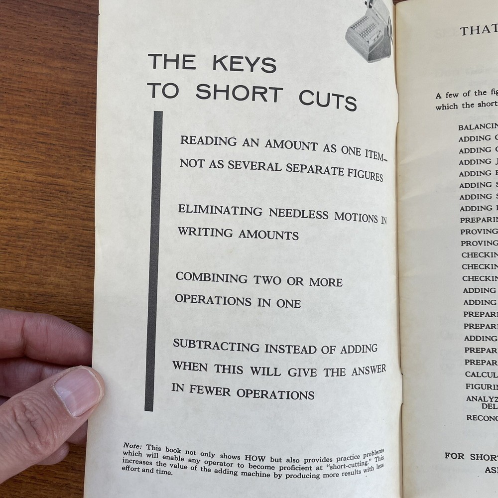 Burroughs Adding Machine Short Cuts Manual Vintage Instruction Guide Office