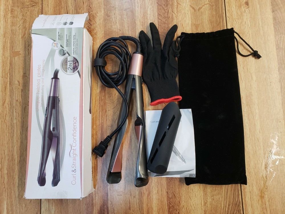 Curl & Straight Confidence Curl Flat Iron Unique 2 in 1 Twisted Ceramic Plates