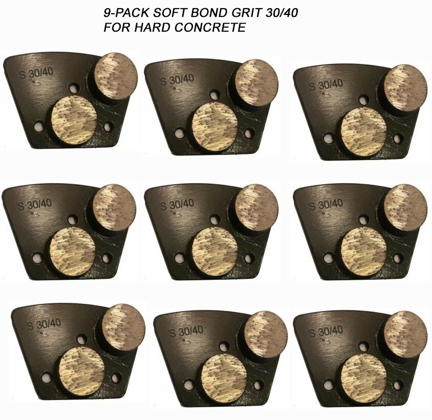 9-Pack! Diamond Grinding Discs For Bolt-on Grinders, Hard Surface, 30/40 Grit