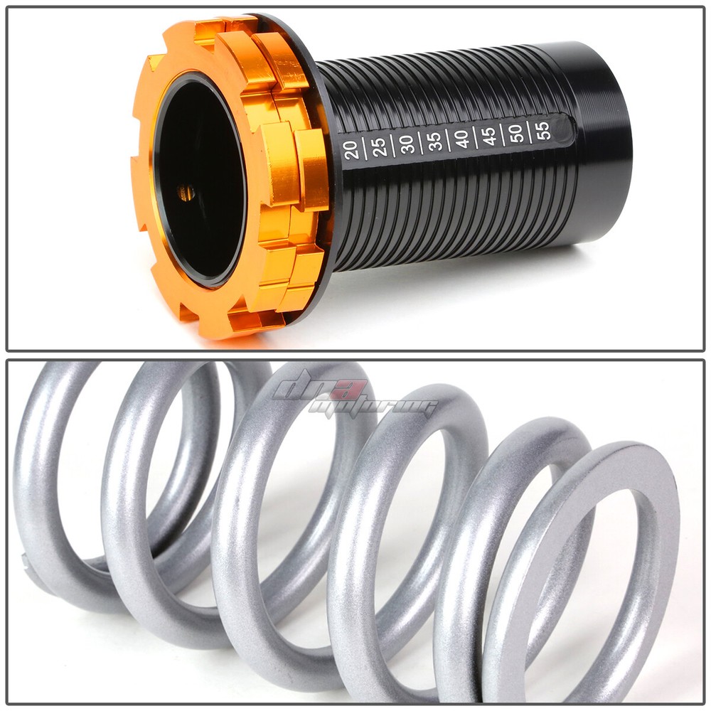 SILVER ADJUSTABLE 1-4" BLACK SCALE SUSPENSION COILOVER SPRING FOR 88-00 EG EK DC