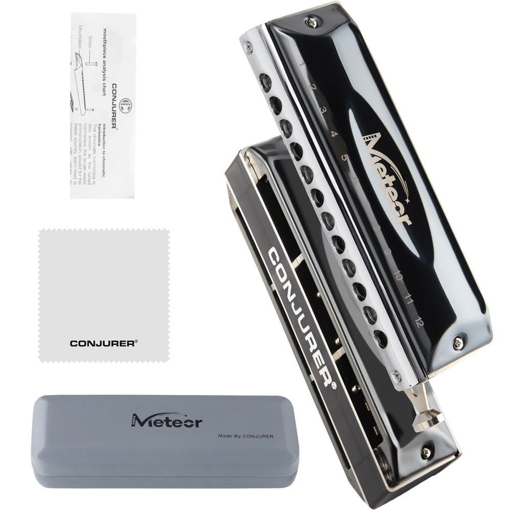 12 Hole Chromatic Harmonica C Key Mouth Organ Professional Harmonica with Case