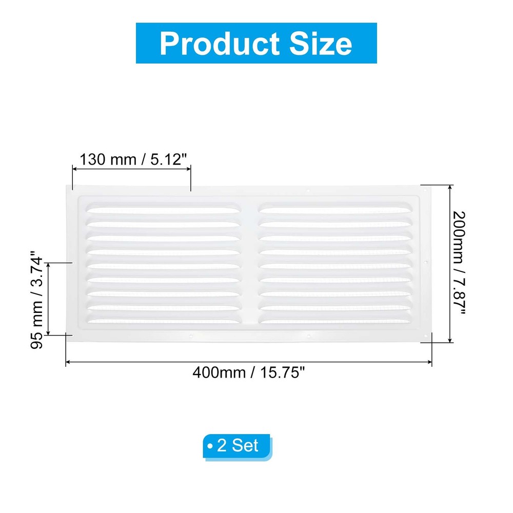 2 Pcs 8x16" Gable Vent Cover, Rectangular HVAC Air Vent Covers with Screen Mesh