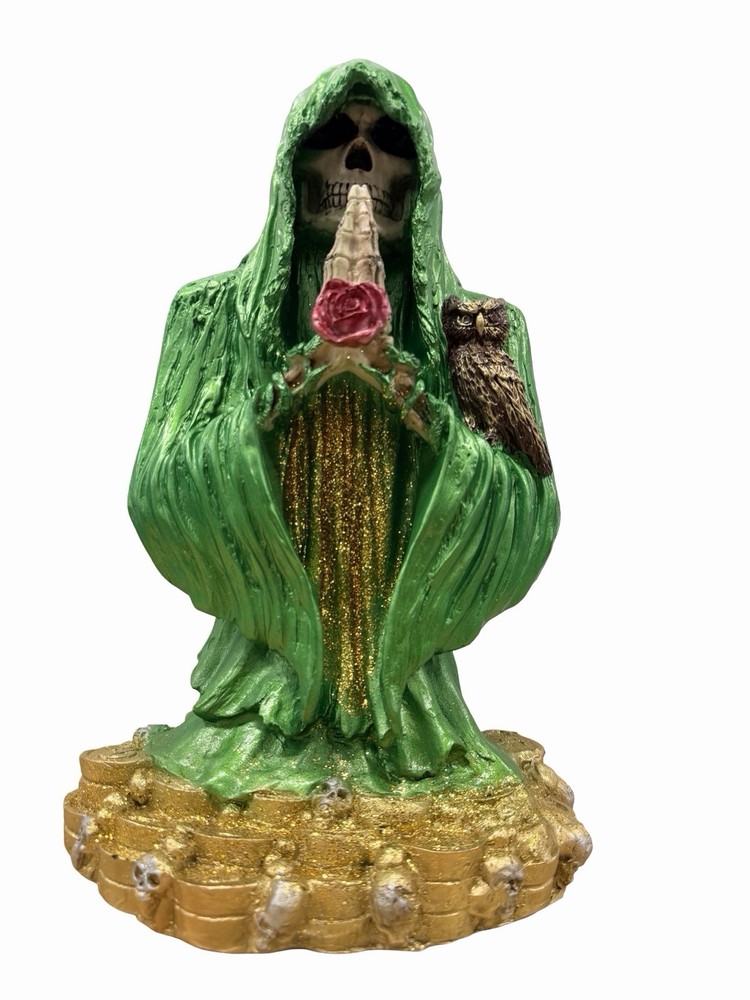 Santa Muerte Busto Perdón” Verde Curada 14”