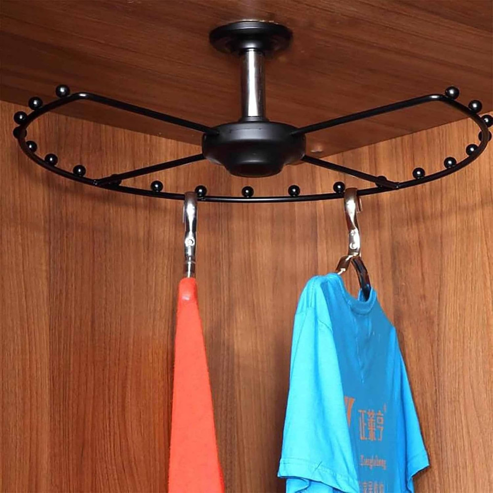 360° Rotating Corner Closet Rod - Space-Saving Heavy Duty Organizer