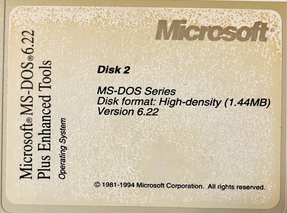 Microsoft MS-DOS 6.22 Plus Enhanced Tools 3.5 Floppy Disk Set Vintage OEM
