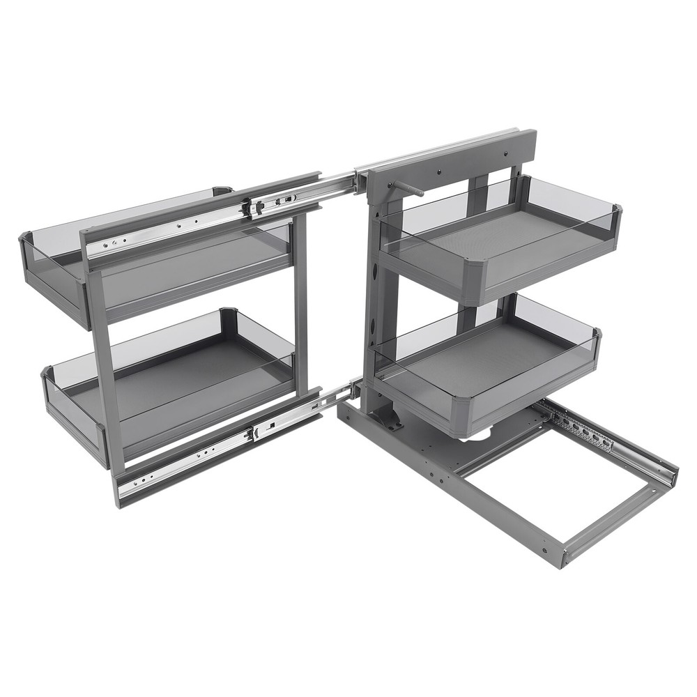 Blind Corner Pull Out Pantry Racks Left&Right Open Min Opening 14.57" W/4 Basket