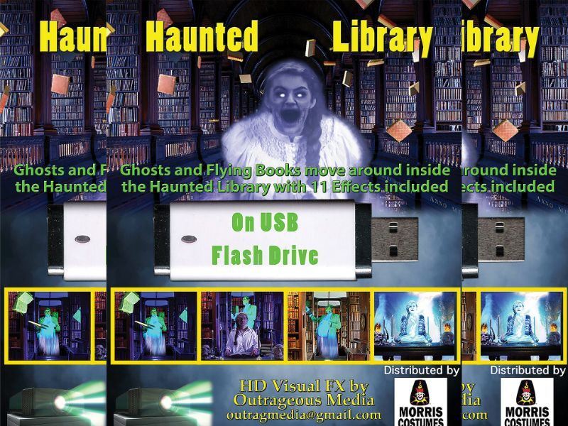 Haunted Library Digital Usb Halloween Decor Lighting Ghosts Display Sound Light